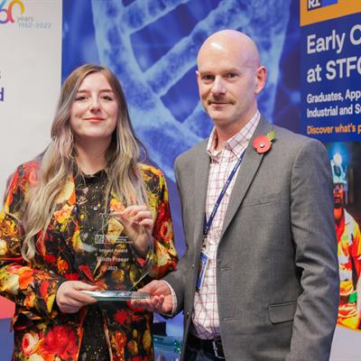 Eilidh Fraser pictured with her award, alongside ESG manager Graham Wilks