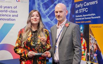 Eilidh Fraser pictured with her award, alongside ESG manager Graham Wilks