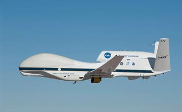 NASA's Global Hawk pilotless aircraft which looks line an airplane with no windows